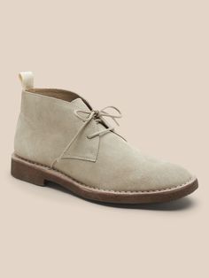 Brendt Suede Crepe-Sole Chukka Boot | Banana Republic Casual Beige Ankle Desert Boots, Casual Beige Desert Boots With Rubber Sole, Beige Suede-lined Desert Boots With Plain Toe, Classic Beige Desert Boots With Stitched Sole, Beige Suede Lined Plain Toe Desert Boots, Beige Suede Lined Desert Boots With Plain Toe, Beige Suede Desert Boots With Rubber Sole, Casual Desert Boots With Leather Footbed For Walking, Casual Desert Boots With Leather Footbed