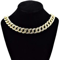 Cuban Link Gold  Finish 18 x 15MM  Choker Chain Necklace Choker Chain Necklace, Chain Necklace For Men, Metal Core, Choker Chain, Stone Choker, Box Clasp, Gold Choker, Chain Choker Necklace, Necklace For Men