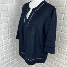 New With Tags Top From Lauren Ralph Lauren. Oversize Style With Wide 3/4 Sleeves. Pretty Gathered Fabric With Eyelet Detail. Navy Blue. 100% Linen Made In India. Size Medium Could Also Fit Large. Thanks For Looking And Happy Poshing! Make An Offer! Bundle Items For A Deal! Pet Friendly Smoke Free Home. Navy Relaxed Fit Blouse For Spring, Navy V-neck Blouse For Spring, Ralph Lauren Vintage Women, Gathered Fabric, Oversize Style, Orange Fits, Crossover Top, Beige Blouse, Navy Blue Top