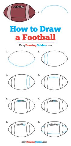 how to draw a football for kids with easy step by step instructions and printables