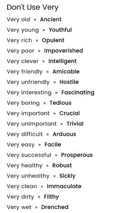 English Words To Use Instead, Eng Vocabulary Words, Smart Vocabulary Words, How To Widen Your Vocabulary, Words For Vocabulary, Funny Vocabulary Words, Writing Vocabulary Words, Words Instead Of Very, Better Vocabulary Words