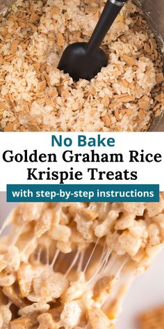 no bake golden graham rice krispie treats with step - by - step instructions