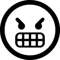 a black and white circle with an angry face