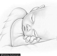 a pencil drawing of a sleeping baby