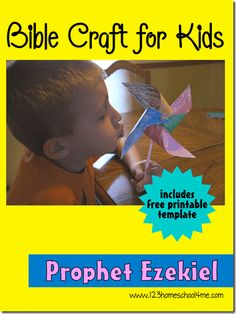 a child is holding a paper airplane and looking at it with the title bible craft for kids