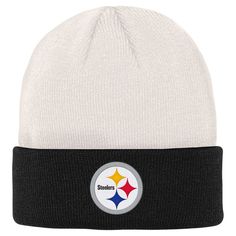 Let your young Pittsburgh Steelers fan keep their noggin warm and pay a nod to their favorites with this Bone cuffed knit hat. The neutral color of the crown contrasts with the authentic team color on the cuff, while the embroidered Pittsburgh Steelers graphic puts their loyalty front and center. Plus, the acrylic design makes this knit hat a great grab for added comfort when cooler temperatures arrive. Pittsburgh Steelers Hats, Steelers Gear, Acrylic Design, Steelers Fan, Mary Jane Shoes Womens, Acrylic Designs, Boys Accessories, Women Men Shoes, Pittsburgh Steelers