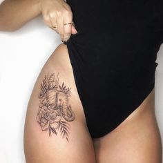 Explore 70+ Creative Elephant Tattoo Ideas - November 2024 Theigh Tattoos, Realistic Elephant Tattoo, Elephant Head Tattoo, Elephant Tattoo Ideas, Elephant Thigh Tattoo, Baby Elephant Tattoo, Mandala Elephant Tattoo, Elephant Tattoo Meaning, Hip Thigh Tattoos