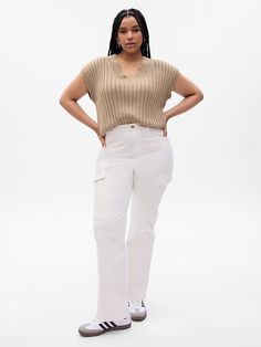 Cotton '90s Loose Cargo Jeans | Gap Jeans Look, Loose Jeans, Cargo Jeans, High Rise Jeans, White Wash, Stretch Jeans, Bright White, Mid Rise, Gap