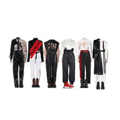 Red Stage Outfits Kpop Male, Male Performance Outfits, Idol Outfit Male, Stage Outfits Male, Kpop Fashion Men, Red And Black Outfits