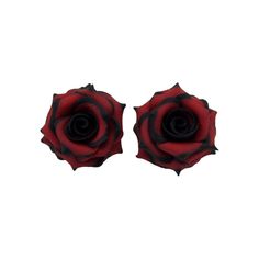 This listing is for one pair of hand sculpted black tipped red rose stud earrings. Petals are hand blended with mixed clay colors for a unique appeal.  Available for pierced and non-pierced ears. Choose titanium (hypoallergenic), 925 sterling silver or 14k gold filled posts or choose metal clip ons. -Original hand sculpted polymer clay flowers -Durable, water-resistant -No molds, no paint -No glue, studs embedded within flower -Studs/Earnuts in titanium (hypoallergenic), 925 sterling silver and 14 gold filled -Clip ons (non-pierced ears) available -Size : Choose 1cm, 1.5cm or 2cm from the drop-down box.  -Video size : 1cm Matching Hair Pins : 1.5 inch size : https://www.etsy.com/listing/111893253 1 inch size : https://www.etsy.com/listing/268780987 Matching Necklace : https://www.etsy.com/ Red Rose Earrings, Box Video, Gothic Rose, Rose Stud Earrings, Gold Bond, Flower Stud Earrings, Polymer Clay Flowers, Rose Jewelry, Flower Stud