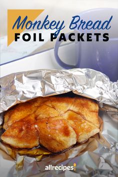 there is a sandwich wrapped in foil with the words monkey bread follpackets on it