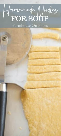 homemade noodles for soup are cut up and ready to be put in the oven