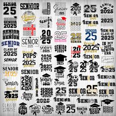 a large poster with different numbers and graduation caps