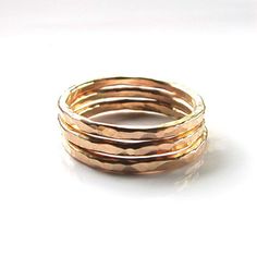 1 Gold Stacking Ring Hammered Simple Gold by HanaMauiCreations Hammered Stackable Round Band Rings As Gifts, Hammered Rose Gold Stackable Rings As Gift, Dainty Hammered Stackable Rings As Gift, Gift Stackable Hammered Rings, Hammered Stackable Rings As A Gift, Girls Gift Idea, Jewelry Stacking, Rings Boho, Gold Stacking Ring