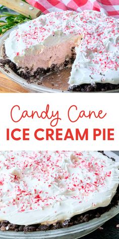 this candy cane ice cream pie is the perfect dessert for christmas