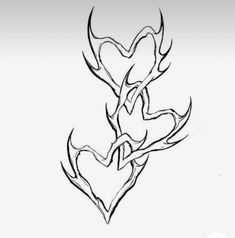 a drawing of a heart with antlers in the shape of a deer's head