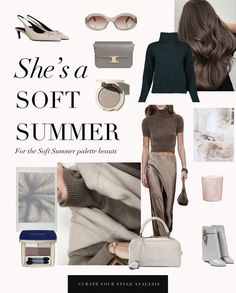 Soft Summer Colors For Fall, Colour Season Palette, Muted Summer Palette, Soft Summer Colour Palette Outfits, Soft Summer Color Palette Fall Outfits, Soft Summer Color Palette Wedding, Summer Skin Tone Outfits, House Of Colour Brown Summer, Summer Type Color Palette