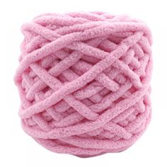 a ball of pink yarn on a white background