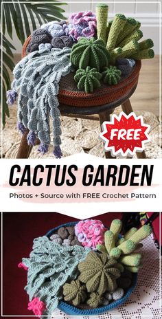 crochet cactus garden with free pattern