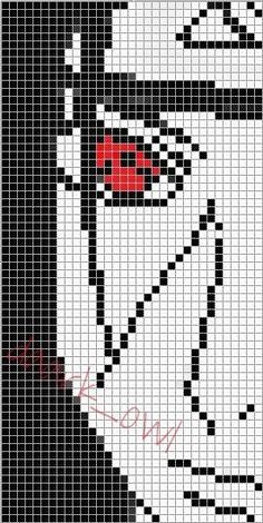 a cross stitch pattern with the face of a stormtrooper in black and white