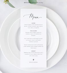 a white plate with a menu on it