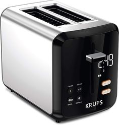 an image of a black and silver toaster