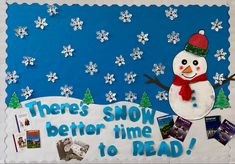 there's snow better time to read bulletin board for the winter reading contest on display