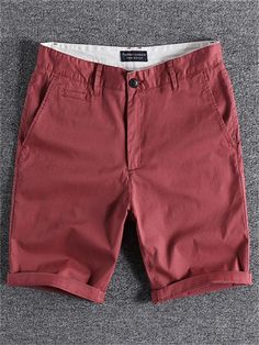 Gender: Men'sPants Type: Chino Shorts, Bermuda shorts, ShortsStyle: Streetwear, Fashion, CasualOccasion: Outdoor, Going out, DailyFabric: Cotton BlendDesign: PocketWaistline: Mid WaistPattern: PlainSeason: Spring SummerFly Type: Zipper, ButtonFunction: Comfort, BreathableFit Type: Regular Fit Solid Color Cotton Bermuda Bottoms, Solid Color Cotton Bermuda Shorts, Solid Color Cotton Shorts, Cotton Shorts With Solid Color, Fitted Casual Solid Color Shorts, Fitted Casual Shorts Solid Color, Solid Color Cotton Knee-length Shorts, Red Casual Short Length Bottoms, Red Knee-length Bottoms With Pockets