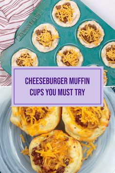 mini cheeseburger muffin cups with text overlay