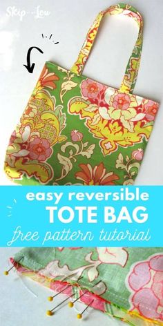 an easy reversible tote bag is the perfect sewing project for beginners