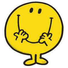 a yellow smiley face with arms and legs