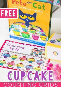 cupcake counting game with free printables for kids to practice counting and matching numbers