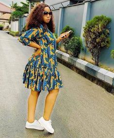 Short Ankara Dress, Dresses With Sneakers