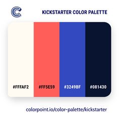 the color scheme for kickstarter's color palette is blue, red, and white