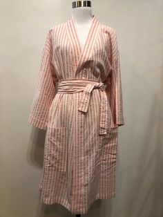 Pink robe is shorter than gray striped ones! %100 premium organic Turkish cotton peshtemal women's lightweight kimono bathrobe. it's very soft, harmless and comfy. It's totally made of natural organic cotton. You will love the feeling that this robe gives you on your body. its super lightweight and super soft like silk Same day shipping from Mclean/Virginia with USPS Priority 1-3 days Mail. Gift box and note card (with the description of your products) are available per your request. Warm/Cold w Striped Long Sleeve Robe For Loungewear, Spring Cotton Robe For Relaxation, Spring Cotton Home Robe, Pink Cotton Sleep Robe, Spring Relaxation Cotton Robe, Spring Cotton Wrap Sleepwear, Cotton Wrap Sleepwear For Spring, Relaxed Fit Robe For Home Use In Spring, Long Sleeve Cotton Robe For Hospital