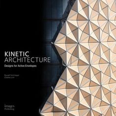 the cover of an architecture book with geometric shapes and lines on it, in black background