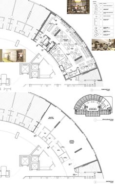 the floor plan for an office building with two floors and three levels, all in different sections