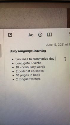 a computer screen showing the daily language learning instructions