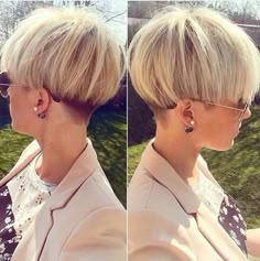 Wil jij ook zo graag stralen als de zon? Kies dan eens voor een goud blonde haarkleur! - Pagina 6 van 10 - Kapsels voor haar Kort Bob, Short Hairstyle Ideas, Wedge Hairstyles, Popular Short Hairstyles, Wedge Haircut, Trendy Short Haircuts, Bowl Cut, Short Blonde, Short Blonde Hair