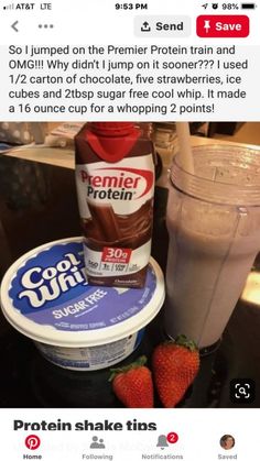 Protein Cool Whip, Premier Protein Shakes, Weight Watchers Recipes Desserts, Weight Watchers Desserts, Carb Free