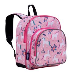 "Wildkin 12\" Pink Magical Unicorn Backpack and Lunchbox set Perfect for little learners, these adorable backpack sets are easy to carry. Backpacks feature adjustable straps to keep your child comfy no matter their height. Price includes complimentary personalization of a name, monogram, or initial to create a look that's all their own! ITEM DESCRIPTION & DETAILS BACKPACK 12.5in.x 10.5in.x 7.5in. Lead-safe, BPA-free and Phthalate-free Insulated front pocket (9\" x 8.5\" x 2\") Two padded adjusta Preschool Backpack, School Rucksack, Unicorn Backpack, Monogram Backpack, Girl Backpacks School, Backpack Lunch Bag, Unicorn Kids, Toddler Backpack, Kids Backpack