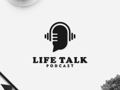 the life talk logo with headphones on top of it and coffee cup next to it