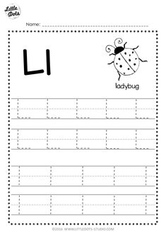 the letter l is for ladybug worksheet with an upper and lower case