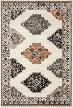 Features Pile Height: Medium Pile - 10mm Primary Color: Ivory Accent Colors: Orange, Black, Gray, Beige Style: Oriental, Farmhouse Collection: The Sierra Nevada Collection Free shipping always Product Details Indoor area rug Power-loomed construction Made of woven polypropylene fibers Easy spot cleaning and maintenance Superior durability Woven Backing Click here for our rug care and maintenance guide High Contrast Black And White, Modern Southwestern, Soft Clay, Beige Style, Shades Of Gray, The Farmhouse, Area Rug Runners, Floor Covering, Modern Country