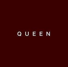 the word queen is written in white on a red background