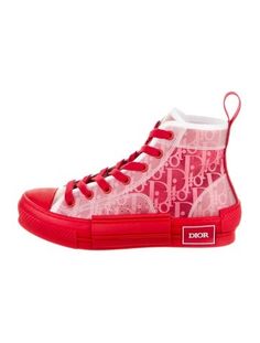 Red oblique canvas DIOR MEN B23 high-top sneakers with lace-up closure at uppers.Includes box, dust bag & additional shoe laces.Mens size 2 US. 35 EU. Canvas High-top Lace-up Sneakers With Logo Print, Lace-up High-top Canvas Sneakers With Logo, Red Lace-up Canvas Sneakers, Designer High-top Sneakers With Red Sole For Streetwear, Pink High-top Sneakers With Logo Print, Designer High-top Lace-up Sneakers With Red Sole, Red Canvas High-top Sporty Sneakers, Red Sole Lace-up Canvas Sneakers, Red Canvas Sneakers For Streetwear