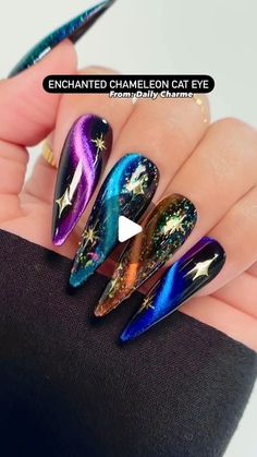 Jeanette Flores on Instagram: "🚨New color shifting cat eye collection🚨 
Enchanted Chameleon Cat Eye from @daily_charme (code: JEN10)
🤯😱🥵
Check out that mesmerizing color shift, the must have fall/Halloween collection!

C67 Autumn Aura (ring)
C68 Harvest Moon (not pictured, stay tuned)
C69 Celestial Charme (pointer)
C70 Midnight Magic (middle)
C71 Witching Hour (thumb)
C72 Serenity Spell (pinky)

#halloween #halloweennails #cateyenails #nailinspo #nails #uñasdehalloween #nailvideos #diynails #pressonnails #nailtrends #magneticnails #cateyepolish 
#halloweenbeauty #halloweenseason #halloweenstyle #greennails #cateyenails💅 #magicalnails" Autumn Aura, Aura Ring, Halloween Beauty, Magnetic Nails, Witching Hour, Cat Eye Nails, Harvest Moon, I Feel Pretty, Halloween Fashion