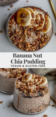 banana nut chia pudding with vegan and gluten - free toppings