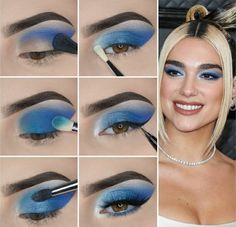 Dua Lipa Red Carpet, Crease Eyeliner, Dua Lipa Makeup, Blue Makeup Looks, Clear Brow Gel, Dipbrow Pomade, Makeup Icons, Beginners Eye Makeup, Applying Eye Makeup