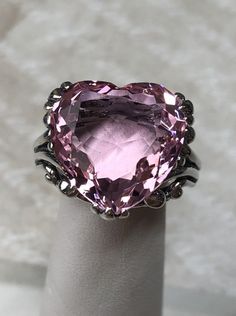 Pink Topaz ring with a heart shaped gem and gothic style sterling silver filigree Heart Gem, Gem Art, Antique Filigree, Gothic Design, Ring Heart, Gems Art, Pink Topaz, Heart Gemstone, Rings Engagement